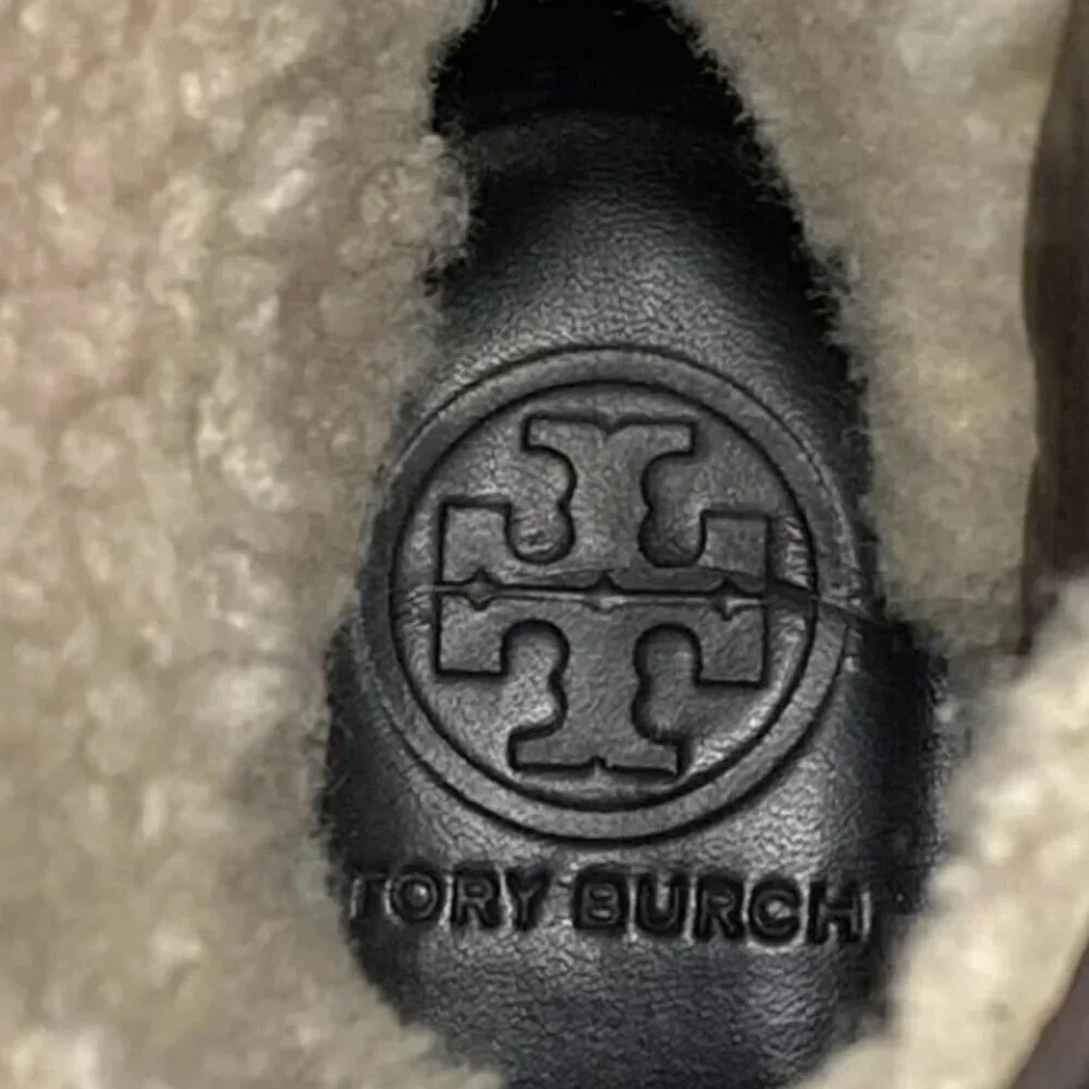 Tory Burch Primrose Lamb Leather Shearling Wedge Ankle Boots - Size 6.5